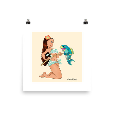 Fishing Girl - enhanced matte paper poster