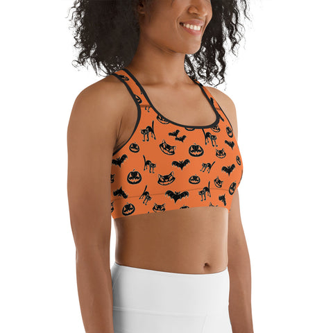 Pumpkin Witch Icons - sports bra