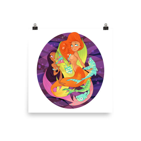 Mermaid Duo - enhanced matte paper poster