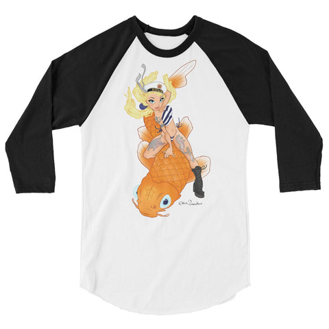 Koi Girl - Pin-Up 3/4 sleeve raglan shirt - unisex