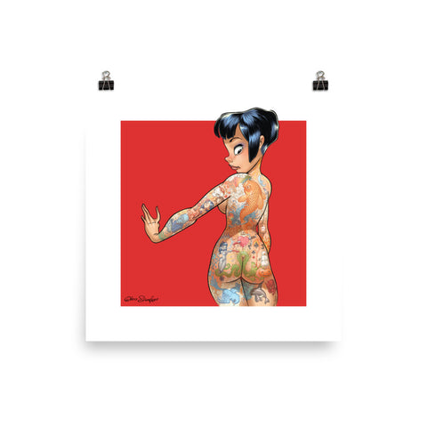 Tattoo Girl - enhanced matte paper poster