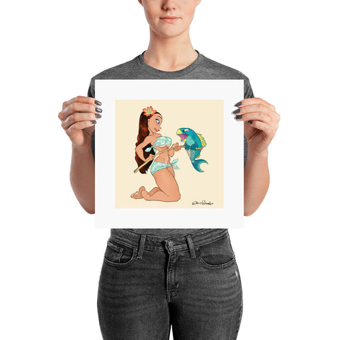 Fishing Girl - enhanced matte paper poster