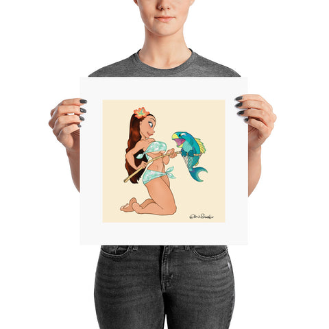 Fishing Girl - enhanced matte paper poster