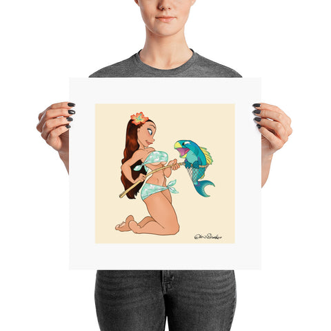 Fishing Girl - enhanced matte paper poster