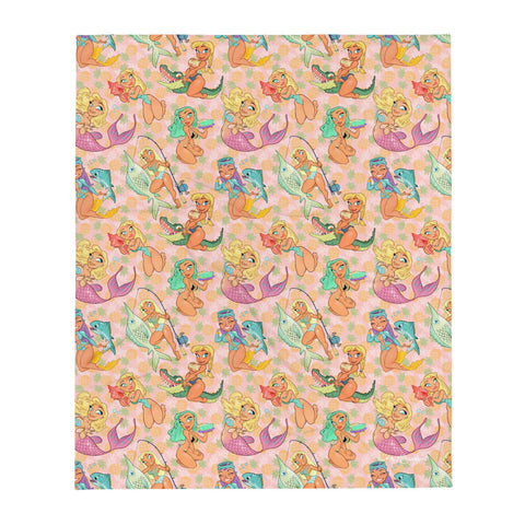 Florida Girls (Pink Pineapple) - Pin-Up throw blanket