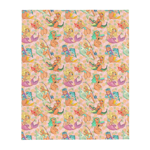Florida Girls (Pink Pineapple) - Pin-Up throw blanket