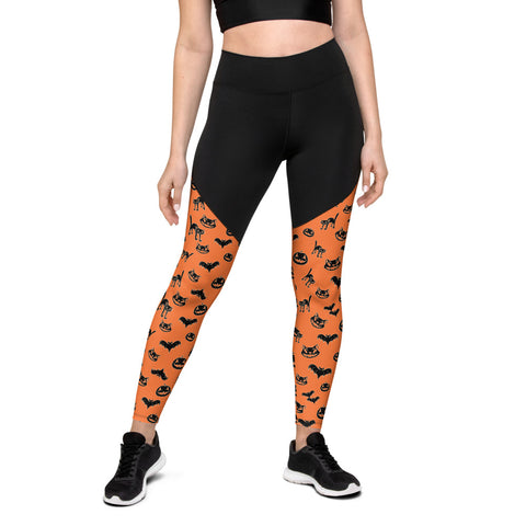 Pumpkin Witch Icons - sports leggings