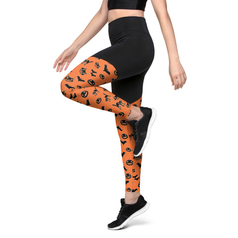 Pumpkin Witch Icons - sports leggings