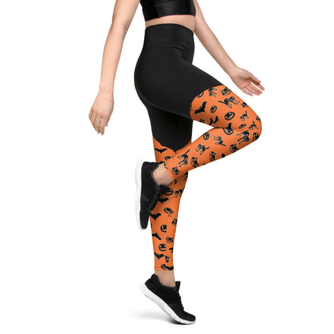 Pumpkin Witch Icons - sports leggings