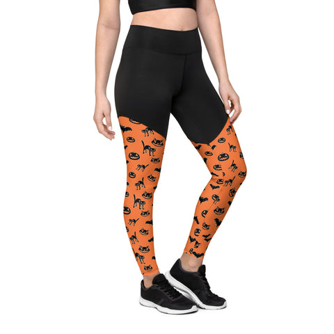 Pumpkin Witch Icons - sports leggings